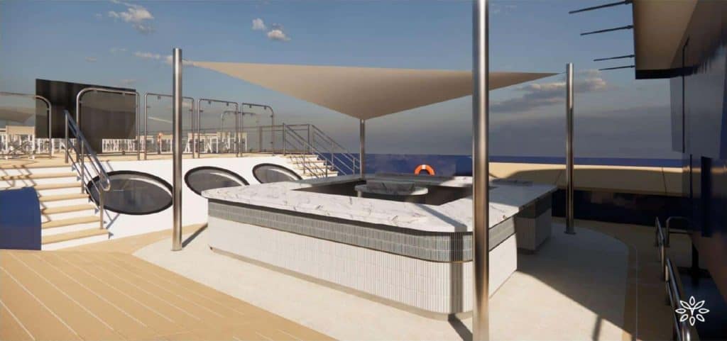 Rendering of the grill and open-air seating area on the top deck of Transcend Connect